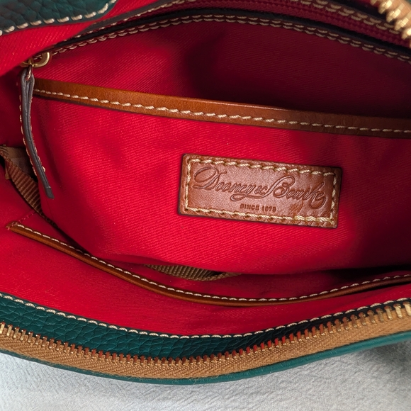 DOONEY & BOURKE Forest Green Pebble Grain Leather Small Hobo Bag Gold Hardware - Picture 2 of 15